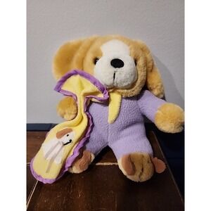 Dog Blanket Plush Lovey PJs TB Trading Co Purple Slippers Terrycloth Vintage